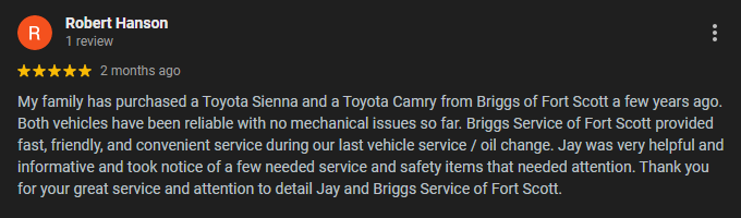 Briggs Fort Scott - Google Review 1